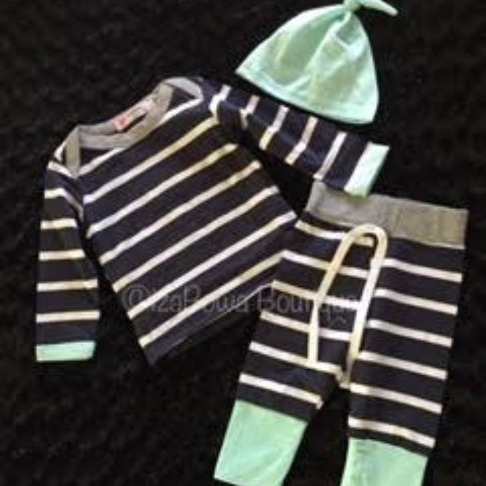 Navy & Aqua 3 pc Workout Set 4196 newborn-6 months    NWT Boutique